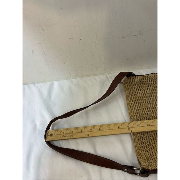 The Sak crochet shoulder purse leather strap  brown tan - Picture 6 of 8